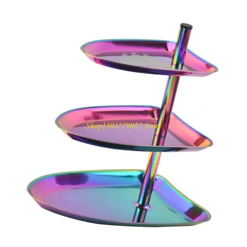 C4DF Practical Party Serving Plate Multilayer Snacks Fruits and Pastries Holder 430Stainless Steel Kitchen Display Shelf