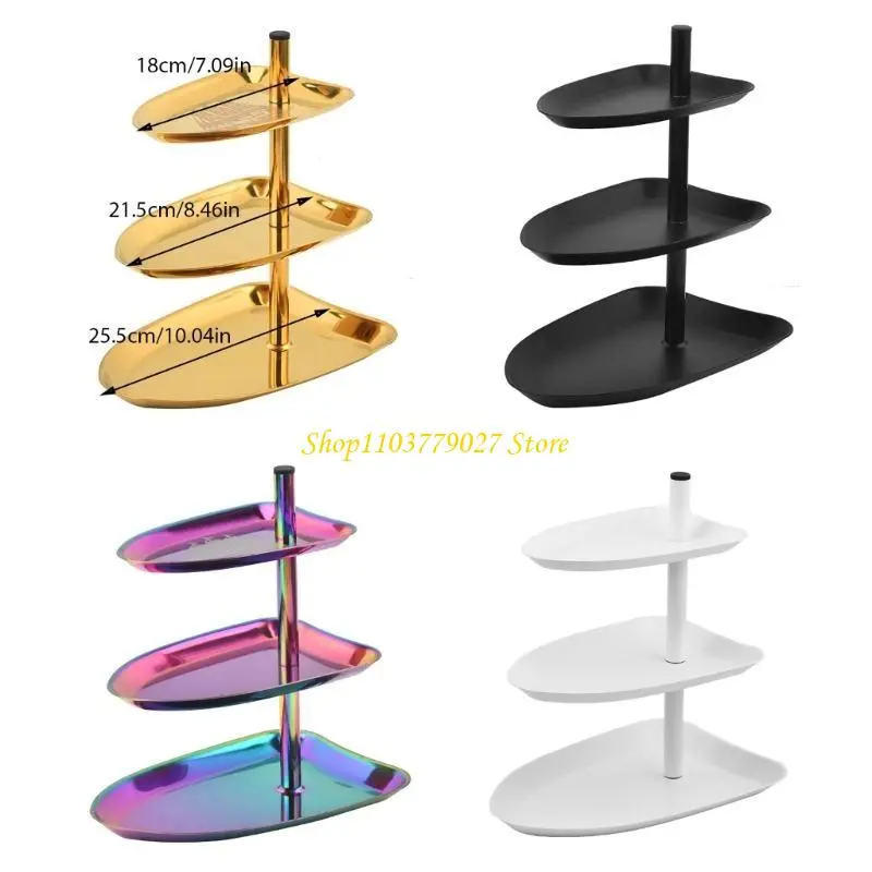 C4DF Practical Party Serving Plate Multilayer Snacks Fruits and Pastries Holder 430Stainless Steel Kitchen Display Shelf