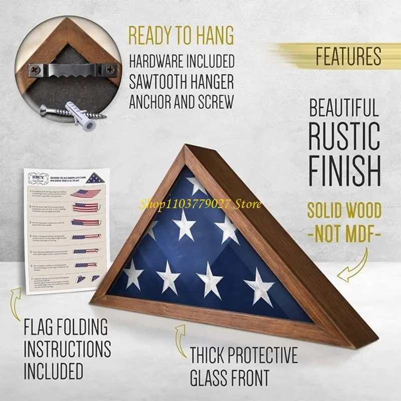 C4DF Flag Display Case with Transparent Glass Front Suitable for Preserving and Showcasing Flags Storage Box Organizers