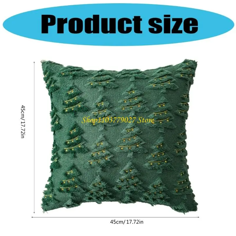 C4DF Throw Pillow Case Christmas Embroidered Pillowcase Festive Soft Polyester Durability for Home Holiday Decoration