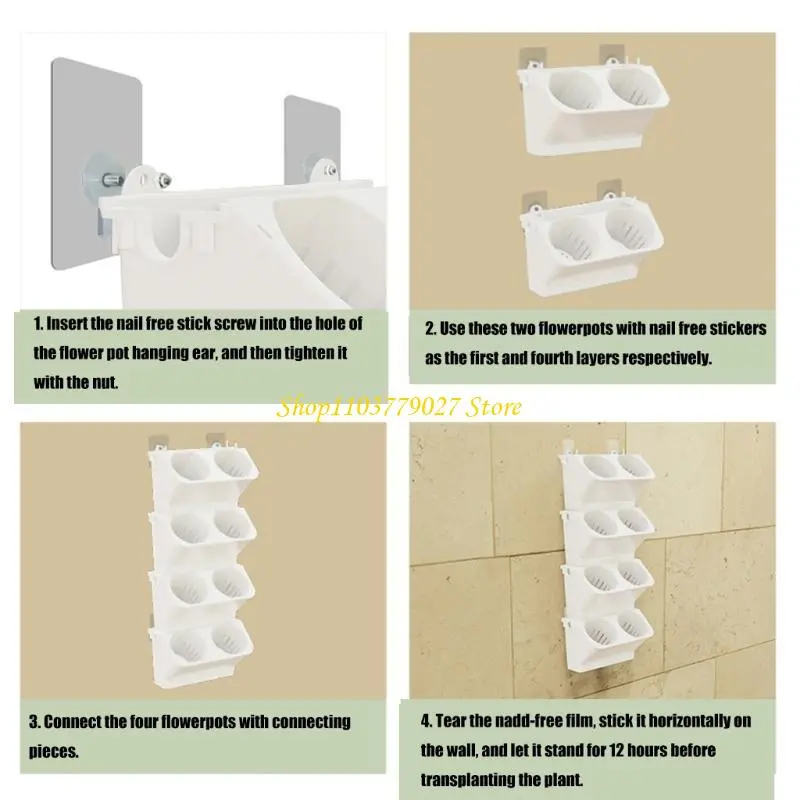 C4DF 8PCS Wall Mounting Planter Plant Pot With Water Reservoirs For Easy Maintenances