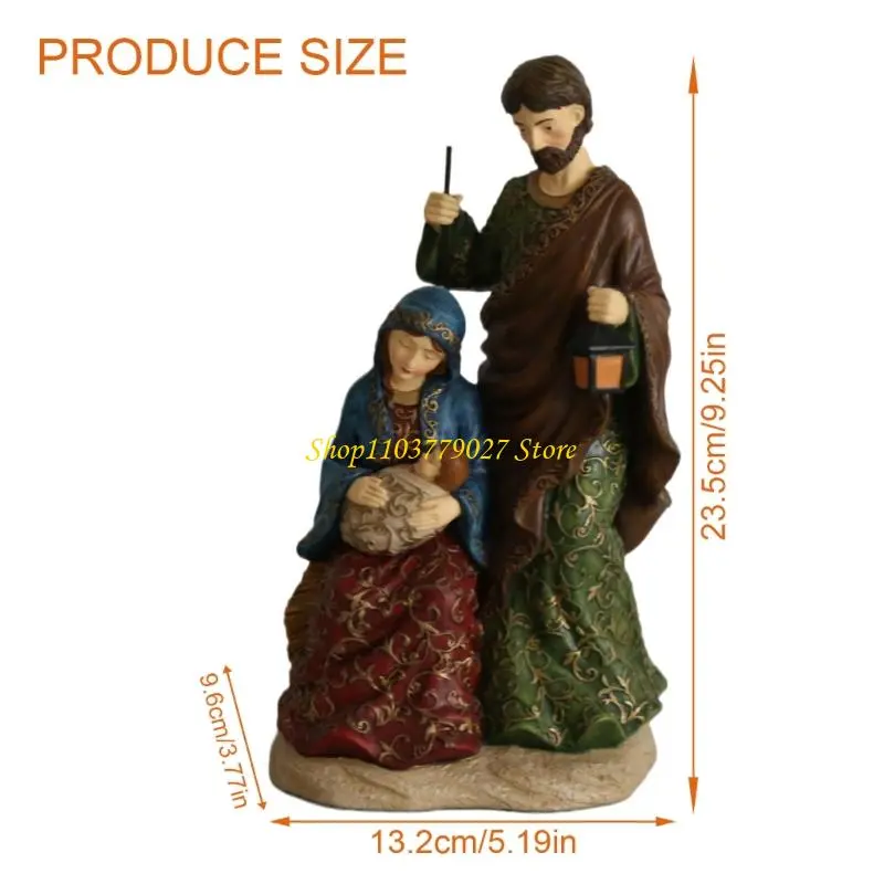 C4DF Elegant Nativity Scene Figurine For Holiday Tabletop Religious Resins Sculpture