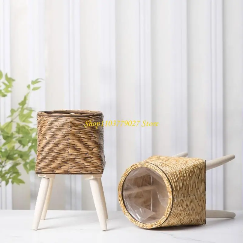 C4DF Durable and Breathable Faux Rattan Flowerpots Unique Flower Planter Perfect for Small Office Spaces and Home Decoration