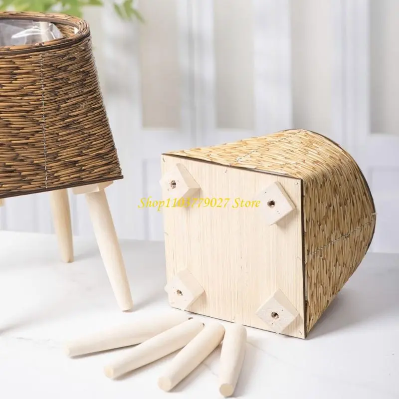 C4DF Durable and Breathable Faux Rattan Flowerpots Unique Flower Planter Perfect for Small Office Spaces and Home Decoration