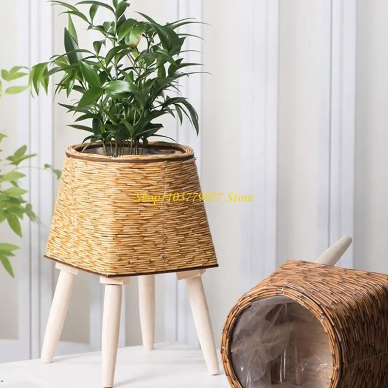 C4DF Durable and Breathable Faux Rattan Flowerpots Unique Flower Planter Perfect for Small Office Spaces and Home Decoration