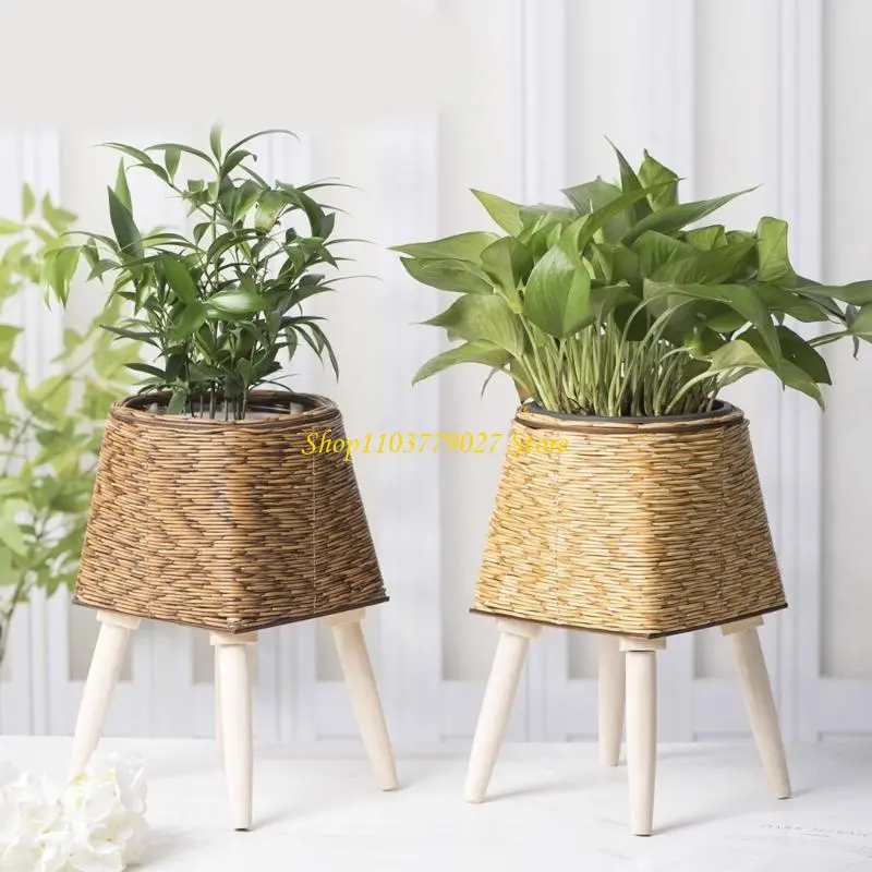C4DF Durable and Breathable Faux Rattan Flowerpots Unique Flower Planter Perfect for Small Office Spaces and Home Decoration