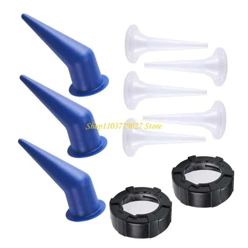 C4DF 10pcs Sausage Caulks Nozzle set Front Caps & Plastic Tips Waterproof Nozzle set