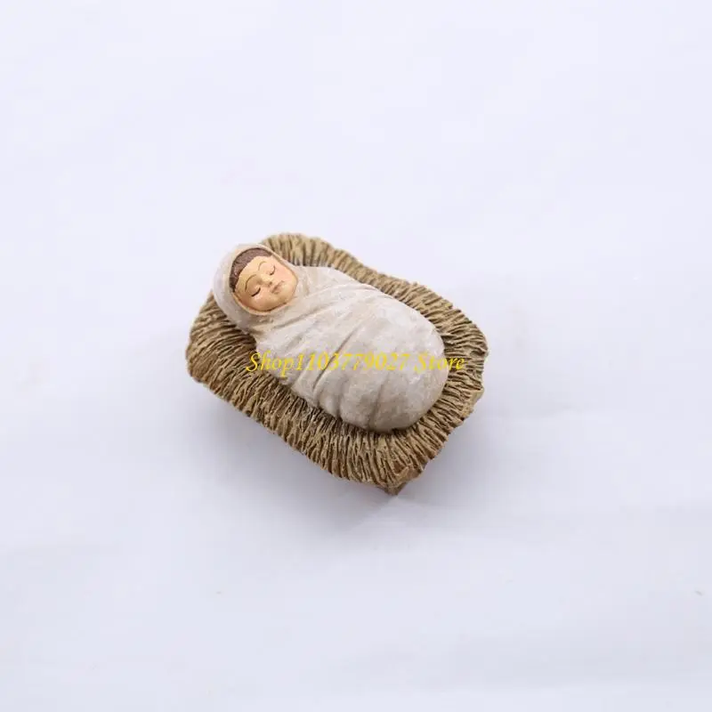 C4DF Classical Nativity Scene Figurine Set Resins Holy Father Mother and Baby Sculptures Ornaments Holiday Tabletop Display