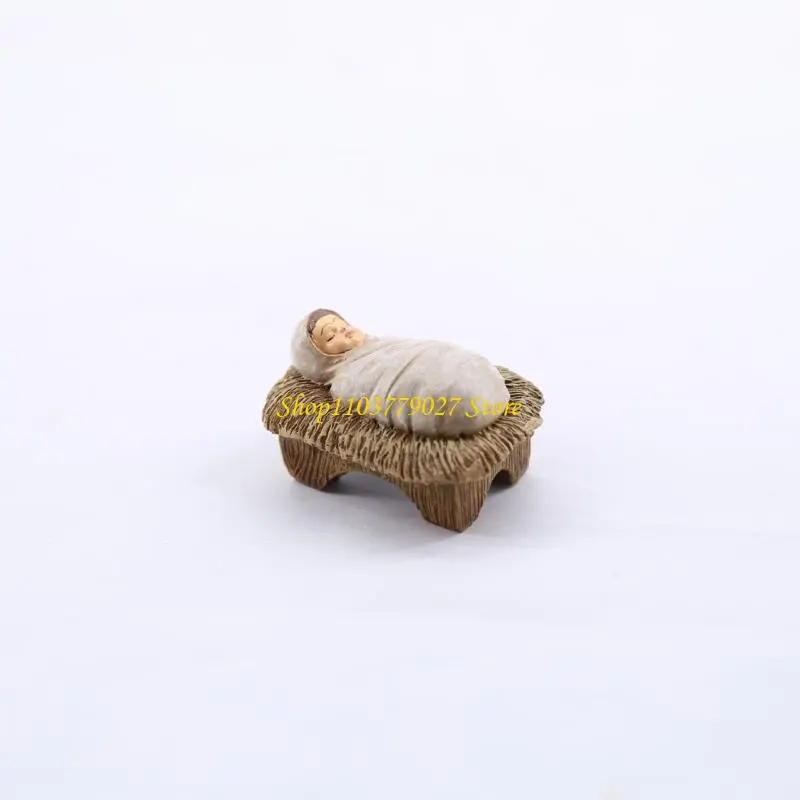 C4DF Classical Nativity Scene Figurine Set Resins Holy Father Mother and Baby Sculptures Ornaments Holiday Tabletop Display