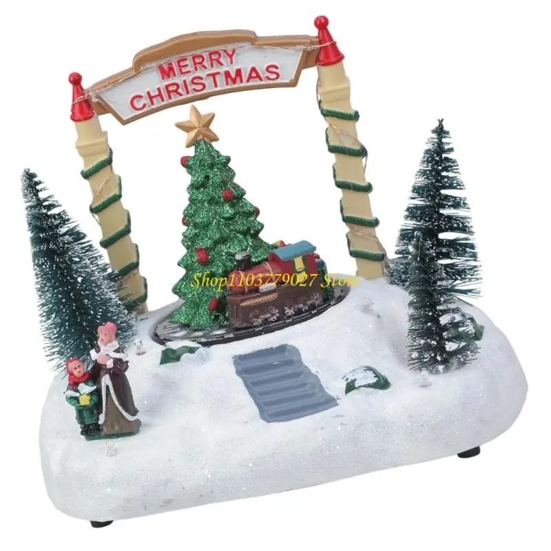 C4DF Multifunctional Music Box Battery/USB Operated Christmas Indoor Rotating Display with Premium Audios and Night Light