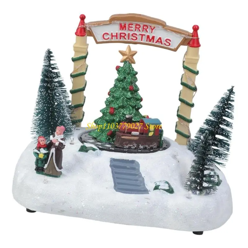 C4DF Multifunctional Music Box Battery/USB Operated Christmas Indoor Rotating Display with Premium Audios and Night Light
