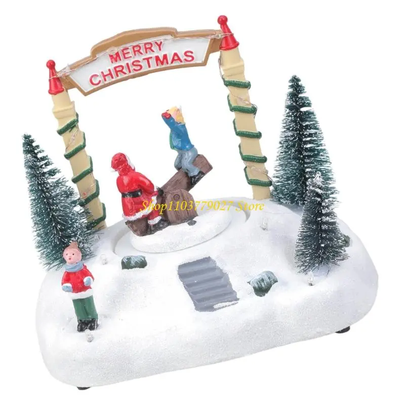 C4DF Multifunctional Music Box Battery/USB Operated Christmas Indoor Rotating Display with Premium Audios and Night Light