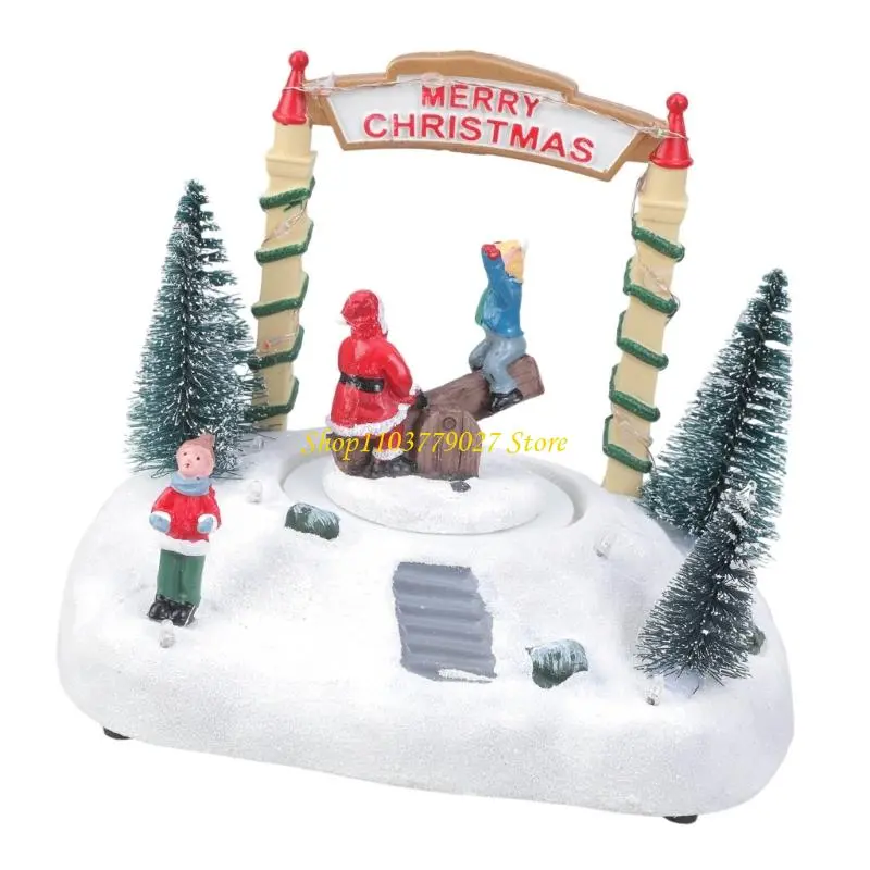 C4DF Multifunctional Music Box Battery/USB Operated Christmas Indoor Rotating Display with Premium Audios and Night Light