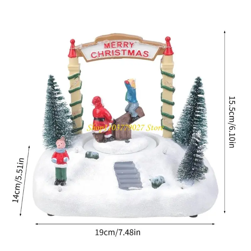 C4DF Multifunctional Music Box Battery/USB Operated Christmas Indoor Rotating Display with Premium Audios and Night Light