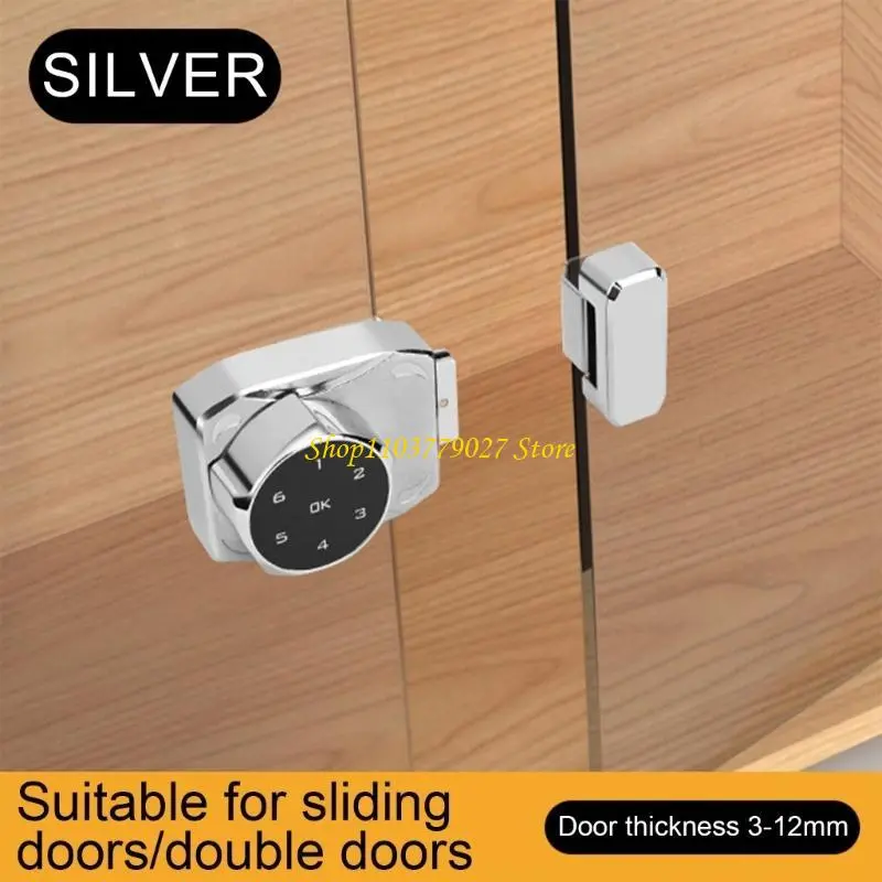 C4DF Electric Passwords Glass Door Lock Zinc Alloy Cabinet Door Passwords Lock Keyless Glass Door Latches Easy to Install