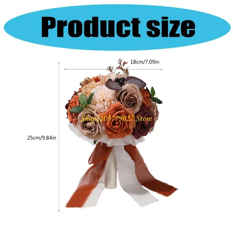 C4DF Bridal Bouquets Artificial Rose Flower Wedding Bridal Bouquets for Wedding Ceremony Decorations Party Table Centerpieces