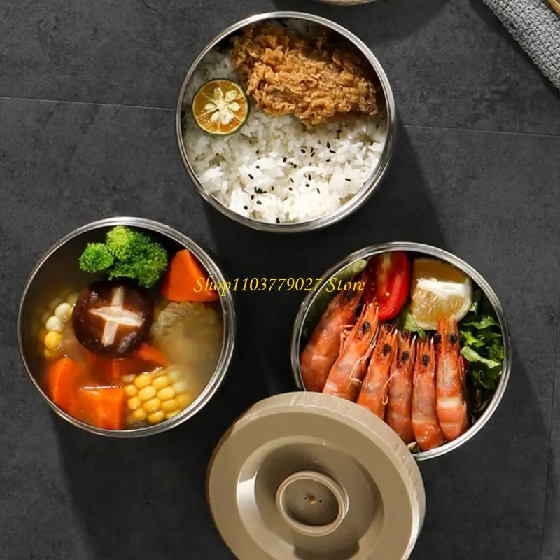 C4DF Thermal Insulated Wide Mouthes Soup Jar 3 Layer Stackable Bentos Box Leak proof 12H Heat Retention Lunch Container