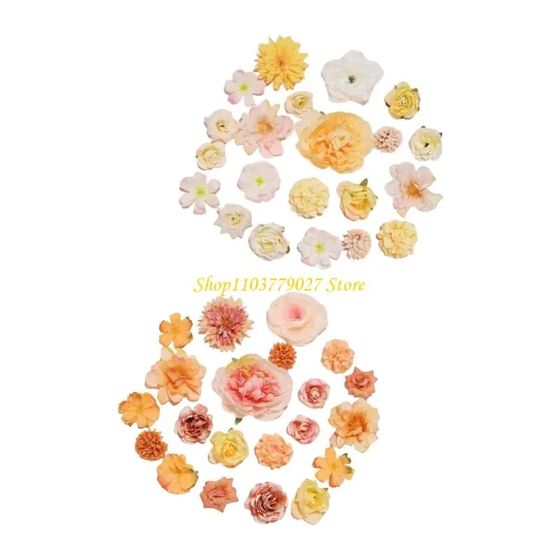 C4DF 42Pcs Artificial Flower For Sewing Wedding Bouquets Flower Arrangements