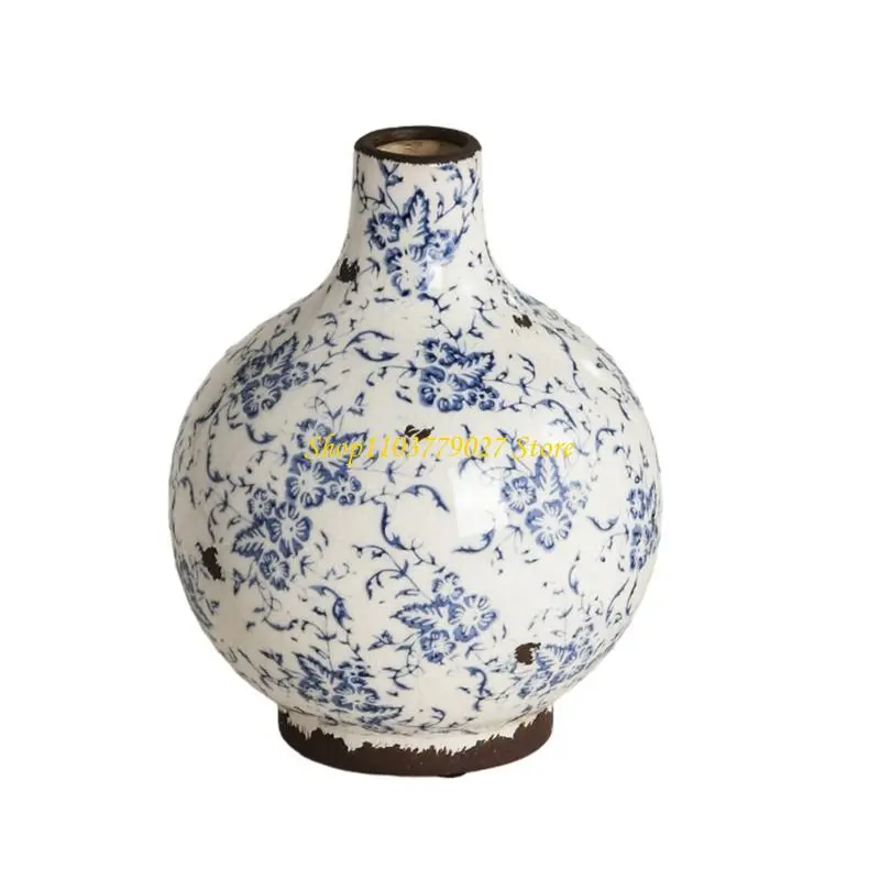 C4DF Ceramics Centerpieces Vases with Blue White Porcelain Nonslip Pad Home Accent