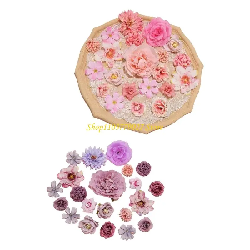C4DF 42Pcs Artificial Flower For Sewing Wedding Bouquets Flower Arrangements