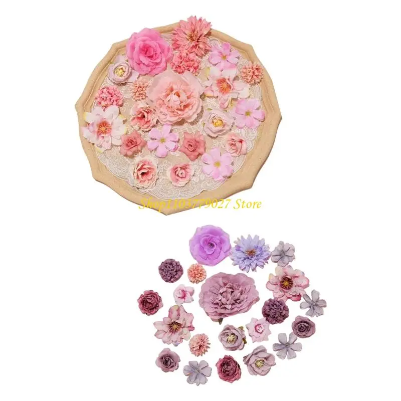 C4DF 42Pcs Artificial Flower For Sewing Wedding Bouquets Flower Arrangements