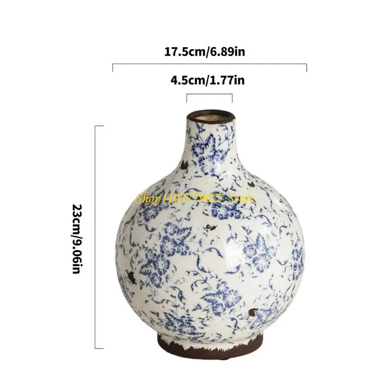 C4DF Ceramics Centerpieces Vases with Blue White Porcelain Nonslip Pad Home Accent