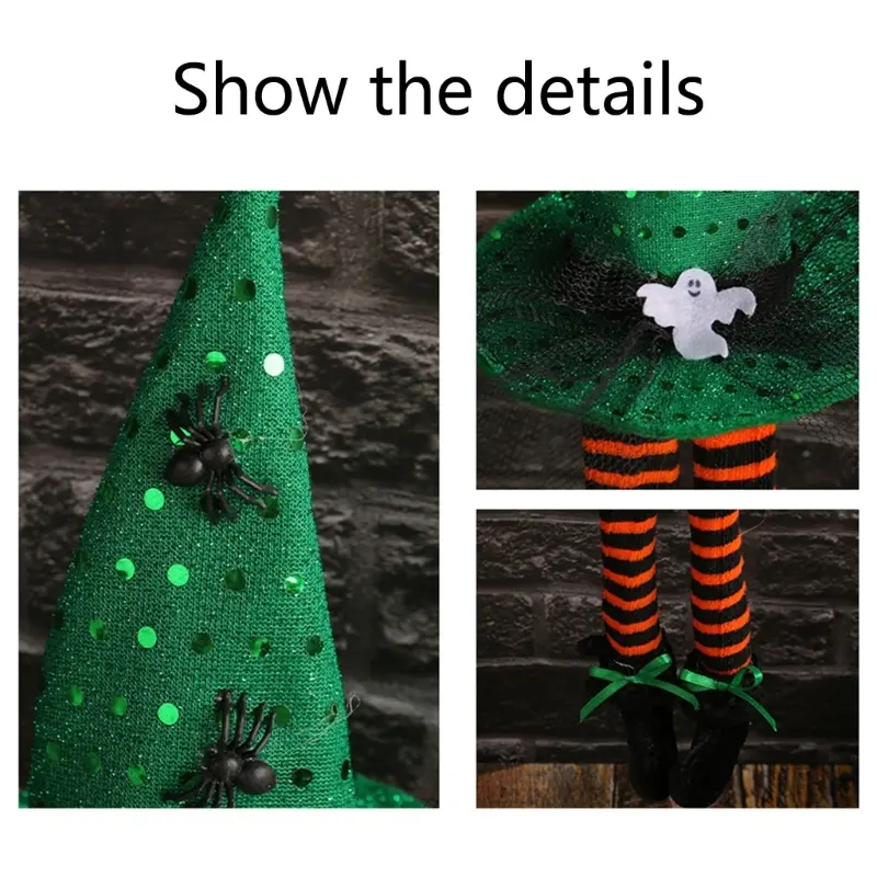 Y1UB 5Pcs Colorful Witch Hat Window Adornment Hauntingly Halloween Display Hangings