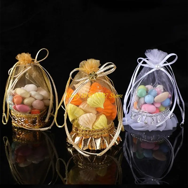 C4DF Pack Of 12 Drawstring Closure Candy Organizers Wedding Guest Favor Wrapping Bags For Holidays Event Party Supplies