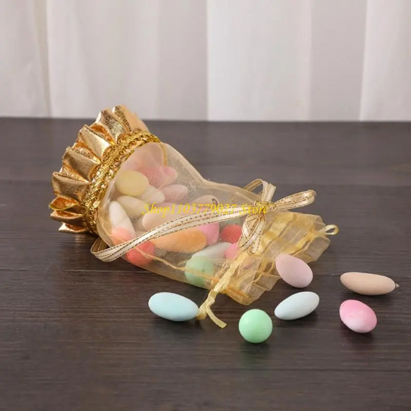 C4DF Pack Of 12 Drawstring Closure Candy Organizers Wedding Guest Favor Wrapping Bags For Holidays Event Party Supplies