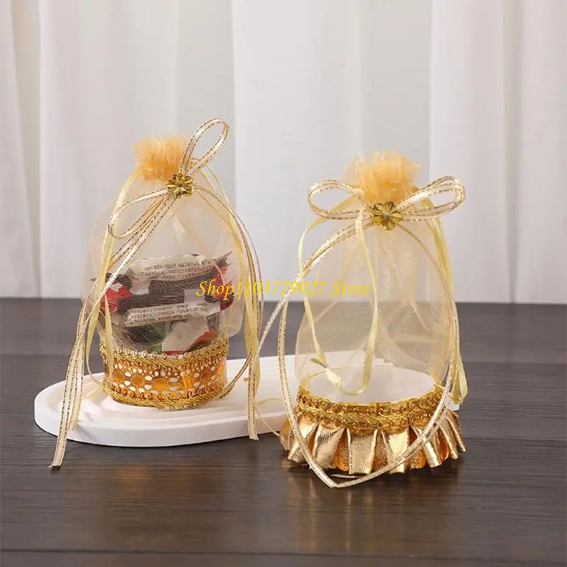 C4DF Pack Of 12 Drawstring Closure Candy Organizers Wedding Guest Favor Wrapping Bags For Holidays Event Party Supplies
