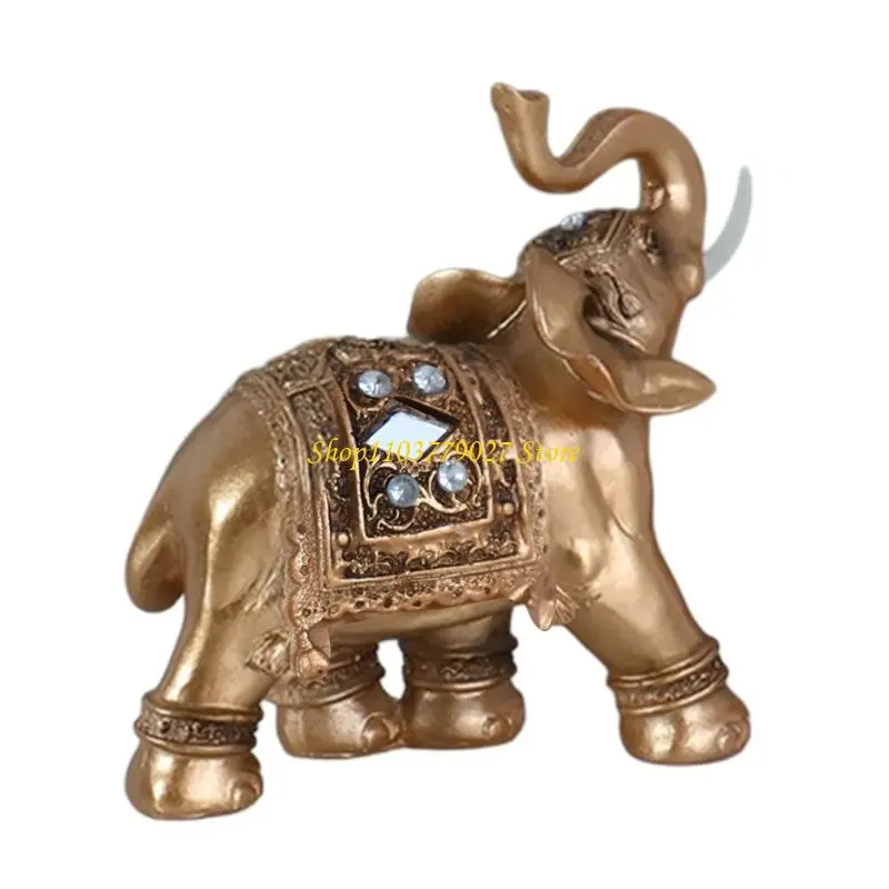 C4DF Elephant Resin Statue Sculpture Car Home Office Decoration Symbolizing Happiness