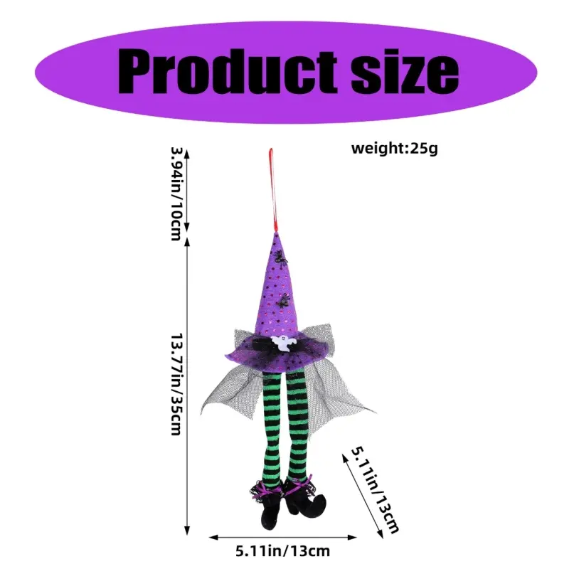 Y1UB 5Pcs Colorful Witch Hat Window Adornment Hauntingly Halloween Display Hangings