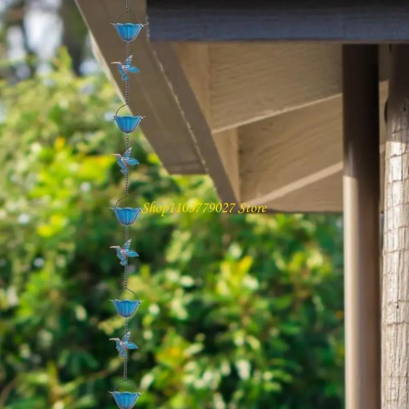C4DF Weather Prevent Metal Rain Chain Decorative Gutter Downspout Alternative Rain Catcher For Porch And Balcony Yard Decors