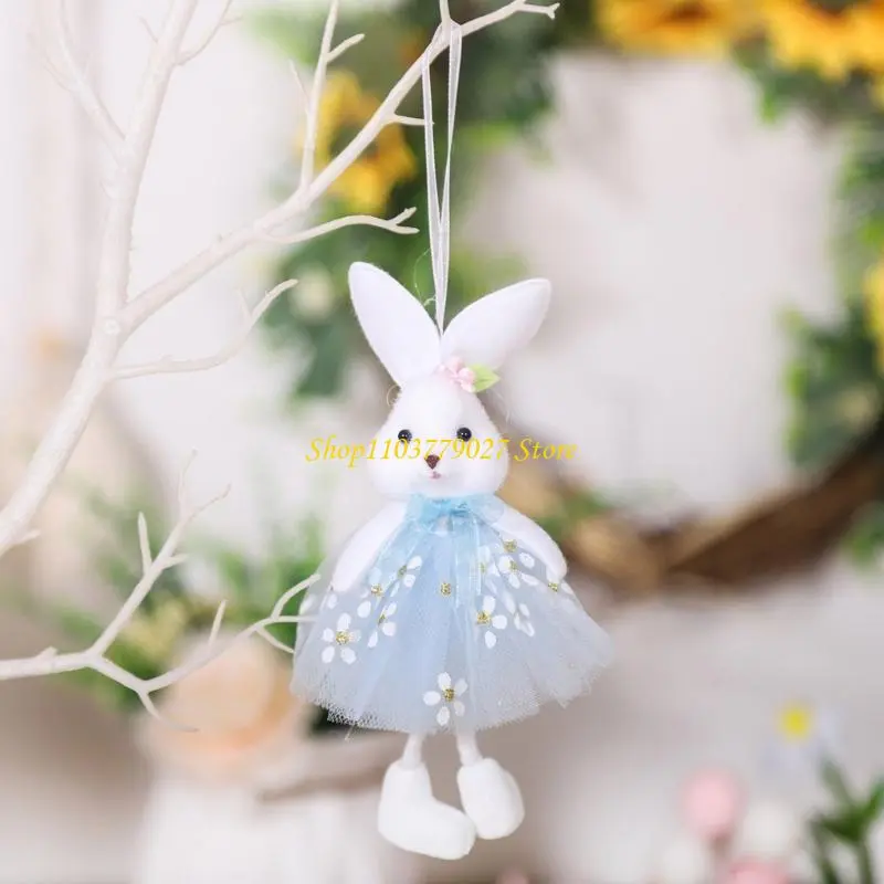 C4DF 4Pcs Holiday Bunnies Ornaments Multicolor Hanging Decorations for Party