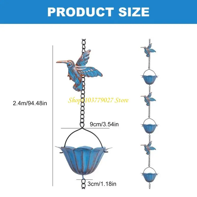 C4DF Weather Prevent Metal Rain Chain Decorative Gutter Downspout Alternative Rain Catcher For Porch And Balcony Yard Decors