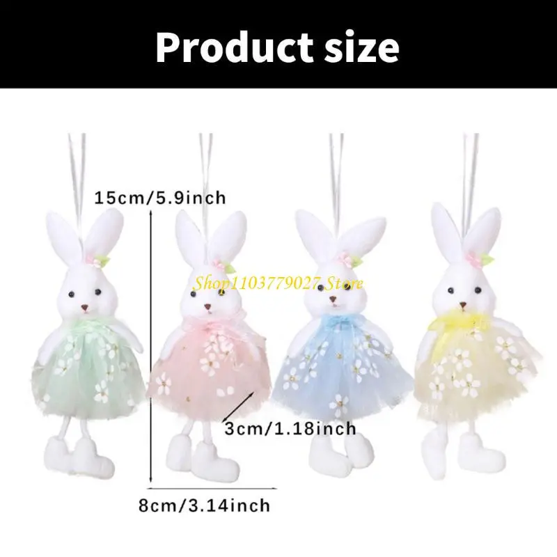 C4DF 4Pcs Holiday Bunnies Ornaments Multicolor Hanging Decorations for Party