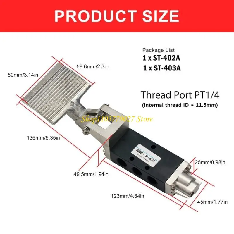 C4DF 2 Position 5 way Foot Control Switches 1/4inch Pneumatic Foot Pedal Valves