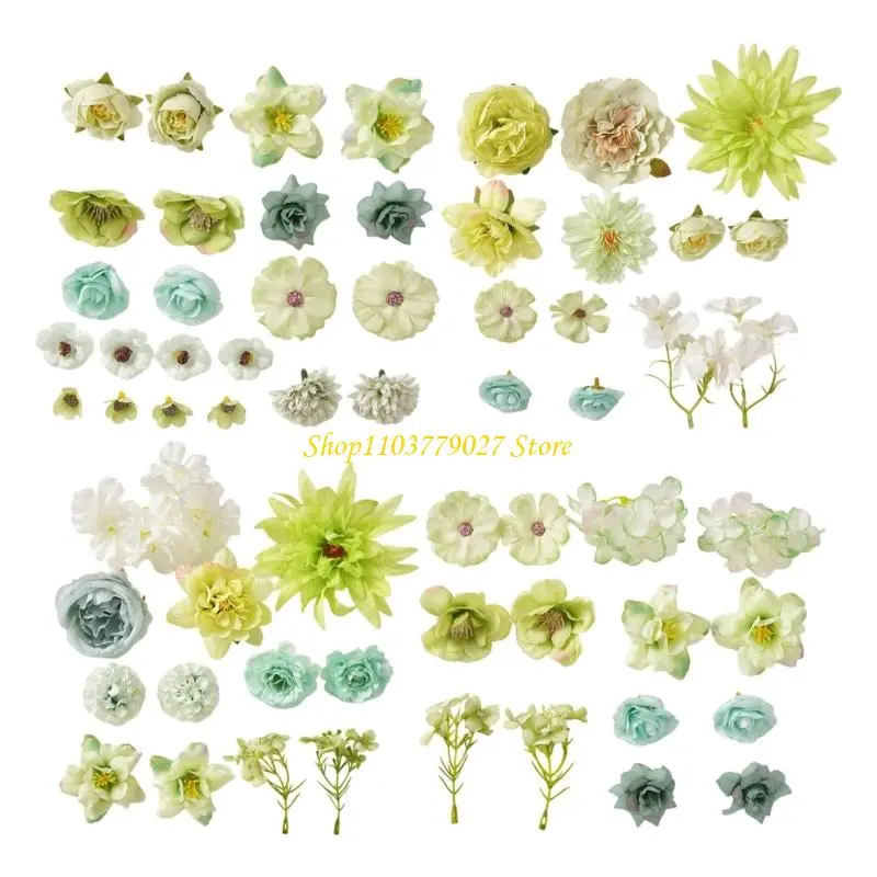C4DF 40/61Pcs Small Artificial Flower 4-10cm Realistic Flower Buds For Wedding Bouquets Flower Arrangements Home Decoration