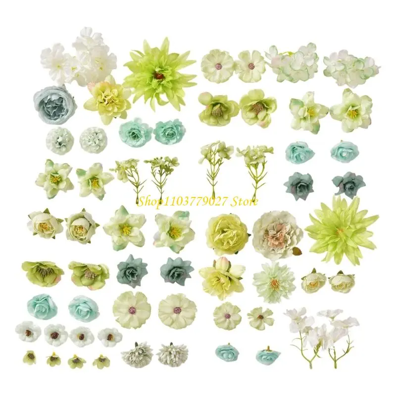 C4DF 40/61Pcs Small Artificial Flower 4-10cm Realistic Flower Buds For Wedding Bouquets Flower Arrangements Home Decoration