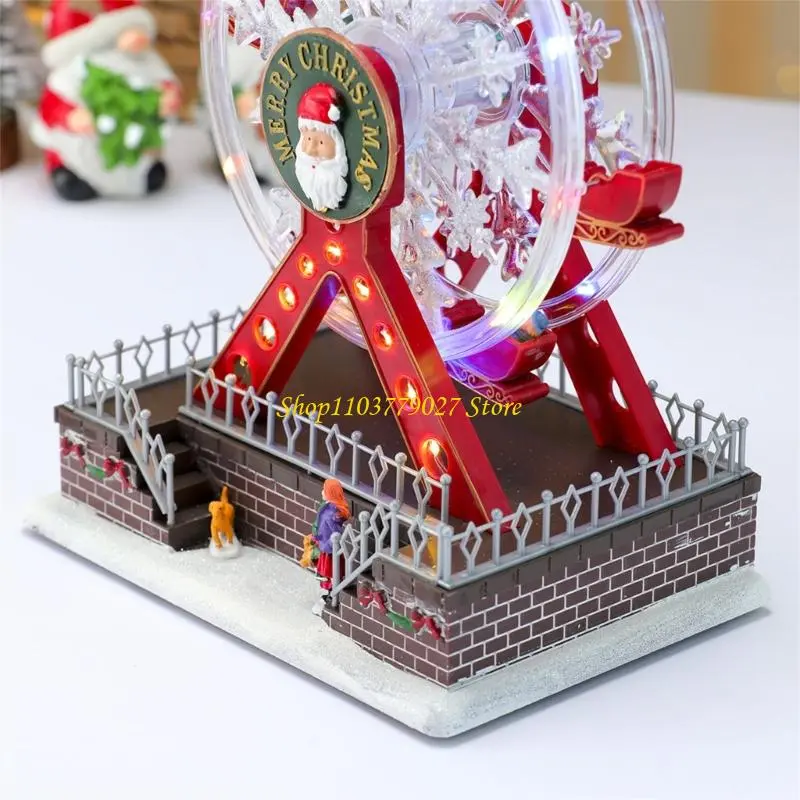 C4DF Christmas Rotating LED Light Up Ferris Wheel Music Box With Clear Sound USB