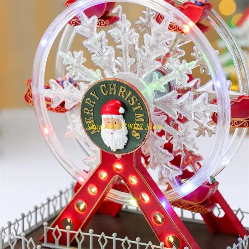 C4DF Christmas Rotating LED Light Up Ferris Wheel Music Box With Clear Sound USB