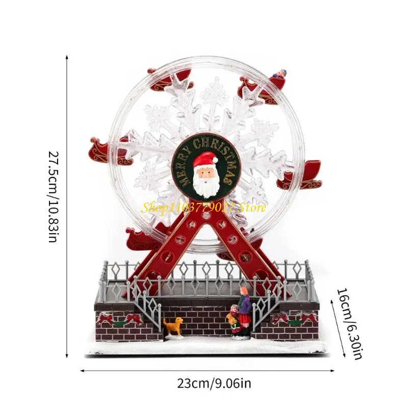 C4DF Christmas Rotating LED Light Up Ferris Wheel Music Box With Clear Sound USB