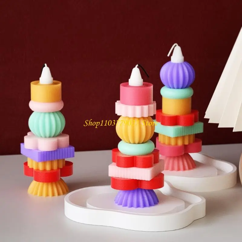 C4DF 9Pcs Stackable Silicone Molds with Resin Tray Molds for Pillars Soap Candy Silicone Chocolate Molds Fondant Molds