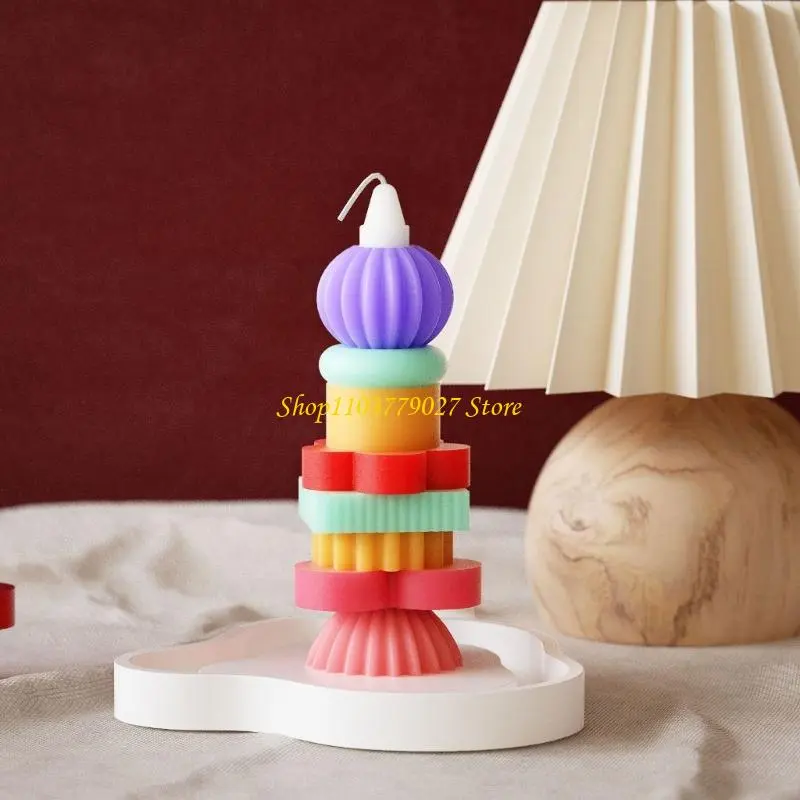 C4DF 9Pcs Stackable Silicone Molds with Resin Tray Molds for Pillars Soap Candy Silicone Chocolate Molds Fondant Molds