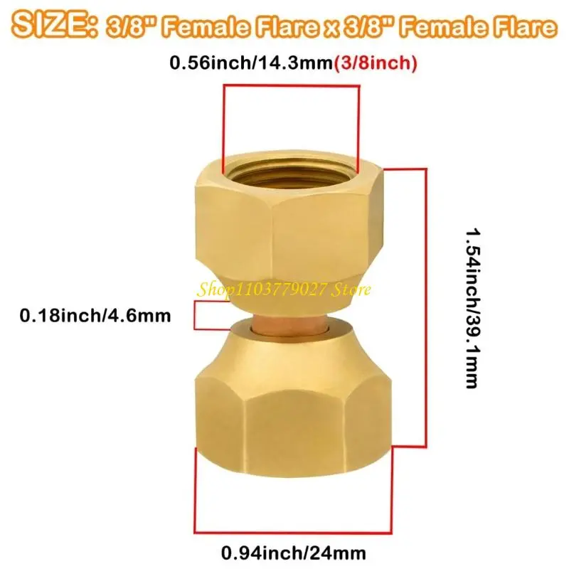 C4DF Portable Sturdy Brass Double Flares Tube Fitting Adapter for Natural Gas Lines 2 Pieces Set Daily Use Easy Installion