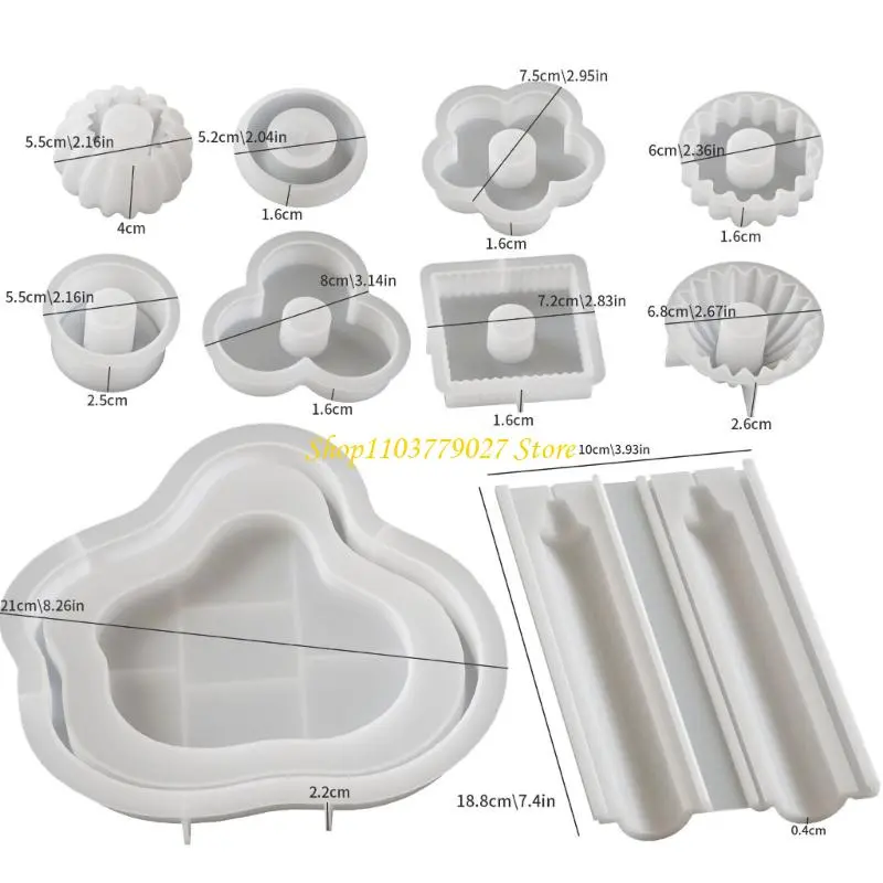 C4DF 9Pcs Stackable Silicone Molds with Resin Tray Molds for Pillars Soap Candy Silicone Chocolate Molds Fondant Molds