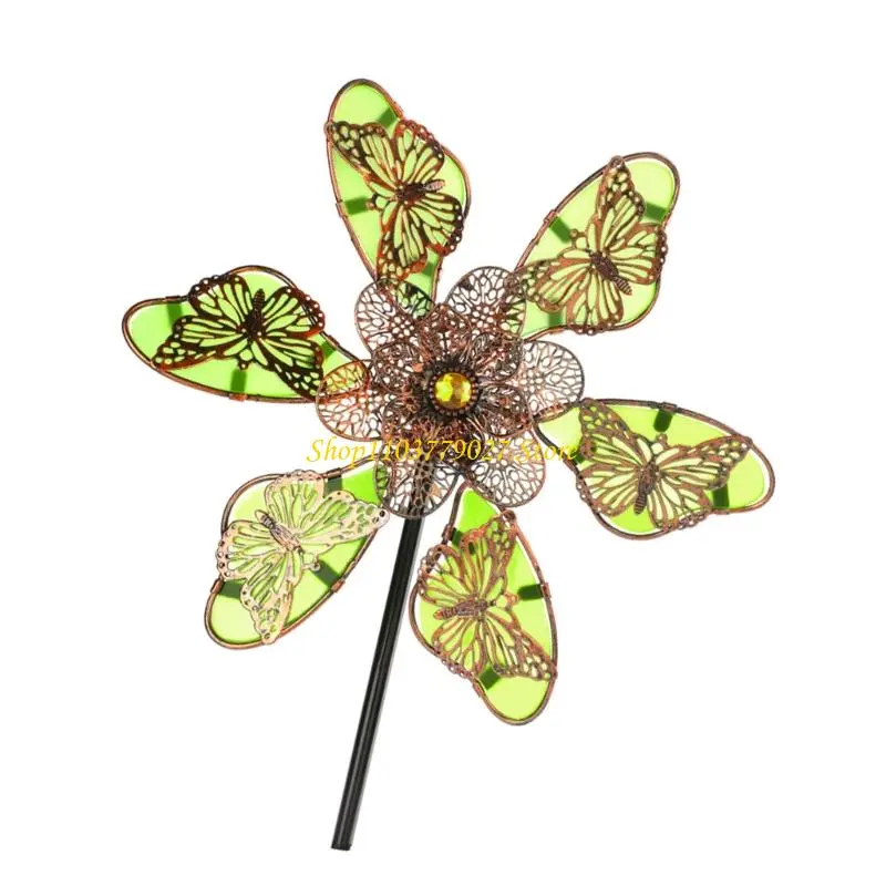 C4DF Handcrafted Metal Garden Wind Spinner Sculpture Metal Windmill Stake Weatherproof Yard Art Decoration For Outdoor Spaces