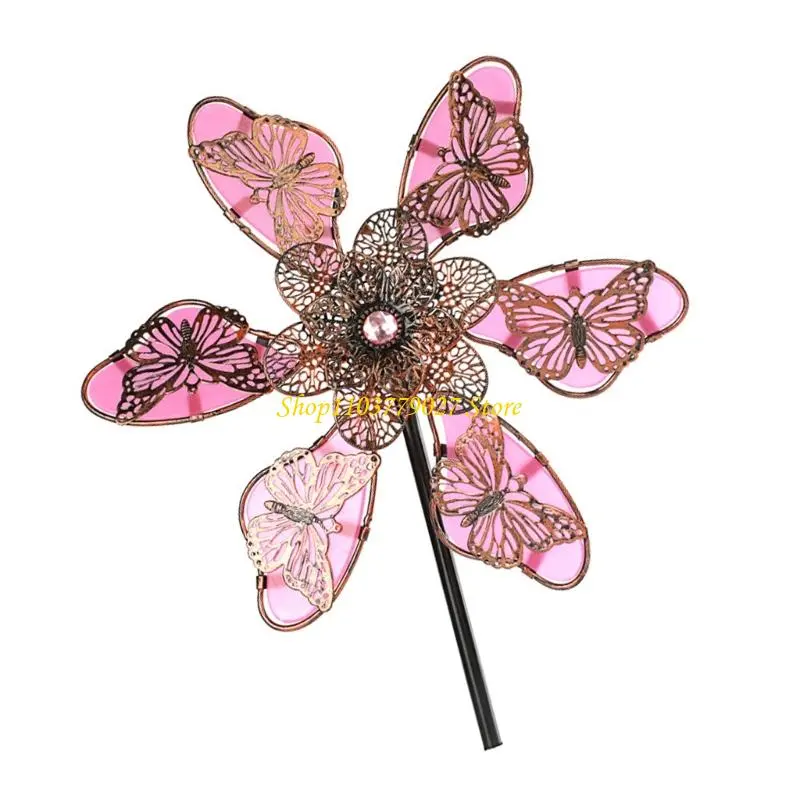 C4DF Handcrafted Metal Garden Wind Spinner Sculpture Metal Windmill Stake Weatherproof Yard Art Decoration For Outdoor Spaces