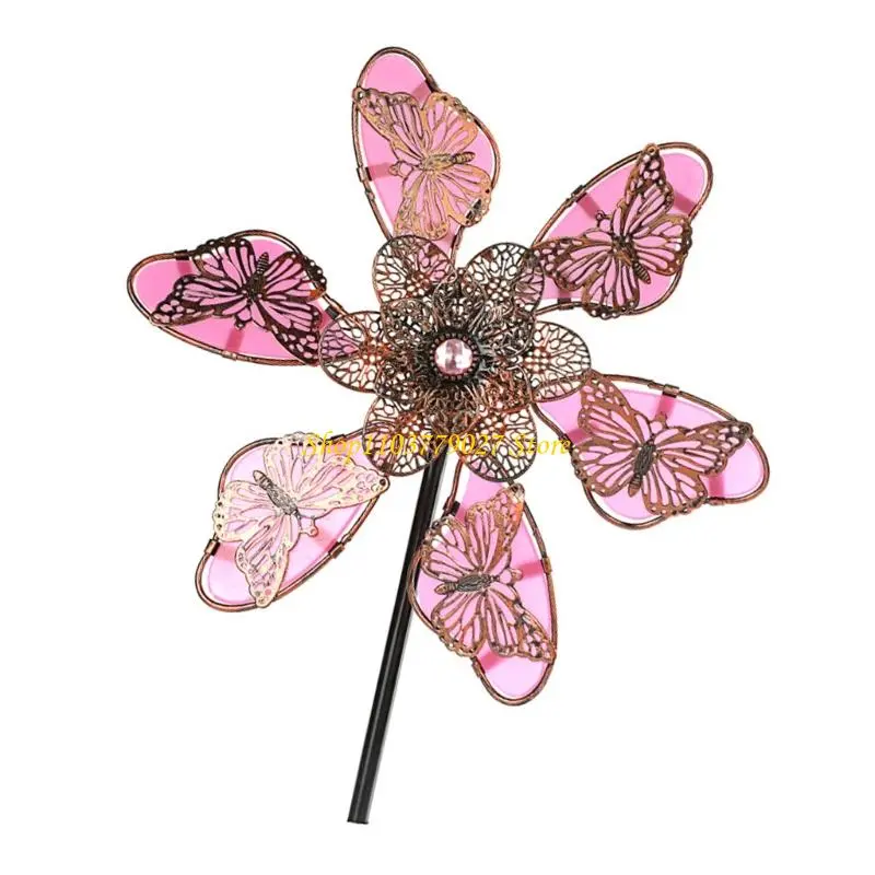 C4DF Handcrafted Metal Garden Wind Spinner Sculpture Metal Windmill Stake Weatherproof Yard Art Decoration For Outdoor Spaces
