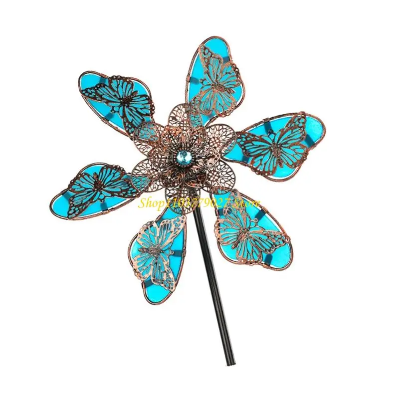 C4DF Handcrafted Metal Garden Wind Spinner Sculpture Metal Windmill Stake Weatherproof Yard Art Decoration For Outdoor Spaces
